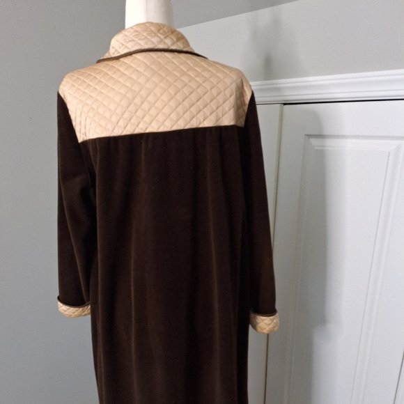 Vanity Fair Vintage Dressing Gown/Bathrobe Size 16 Brown & Tan Quilted - Picture 4 of 6